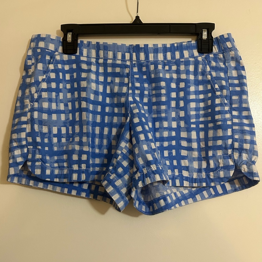 Lilly Pulitzer Blue and White Gingham ocean view Shorts in feelin’ beachy sz sm
